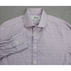 Charles Tyrwhitt Shirt Mens 15 1/2 - 35 100% Cotton Check Extra Slim Fit